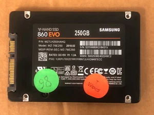 Samsung 860 EVO 250GB 2.5" SATA 6Gbps SSD Internal Solid State Drive 97-98% - Afbeelding 1 van 5