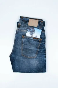 Pantalones de mezclilla para hombre .30285 Nudie Jeans Grim Tim usados recubiertos de negro azules talla 30/32 - Imagen 1 de 7