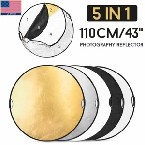 US 110CM 5in1 photo reflector W/Handle Grip Studio Photography Light Collapsible - Picture 1 of 12