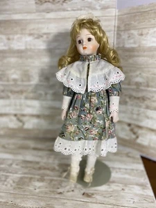 Bambola vintage porcellana da collezione 16"" con supporto riccioli biondi Anne - Foto 1 di 13
