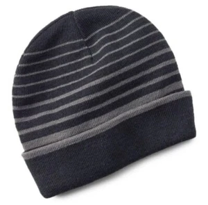 Tek Gear Men's One Size Black Grey Stripe Reversible Warm-Tek Knit Beanie NEW - Bild 1 von 1