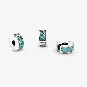 Pandora Moments Sterling Silver Teal Green Pavé CZ Clip Charm 791817MCZ - Picture 1 of 1