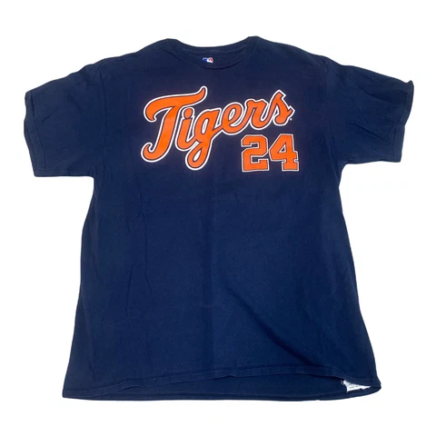 MLB Detroit Tigers Adult Size Large Baseball Miguel Cabrera #24 T Shirt Blue Tee Cover