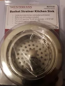 Westbrass R214-05 3-1/2-Inch Post Basket Strainer Polished Nickel New Open Box - Picture 1 of 3