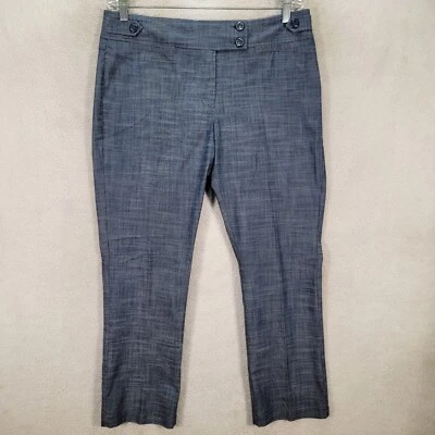 Pantalón chino recto clásico tiro medio elástico guinga azul mujer talla 10 Foto 1 de 4