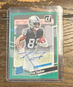 2023 Tre Tucker Donruss Rated Rookie Green Auto #362 (RC) - Las Vegas Raiders - Picture 1 of 2