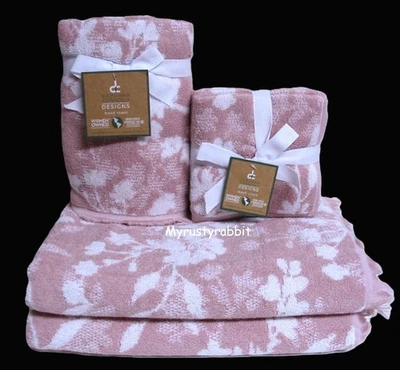 Deborah Connolly Garden Rose Floral Bathroom Towel Set ~ 2Bath 2Hand 4Wash ~ New - Image 1 of 4