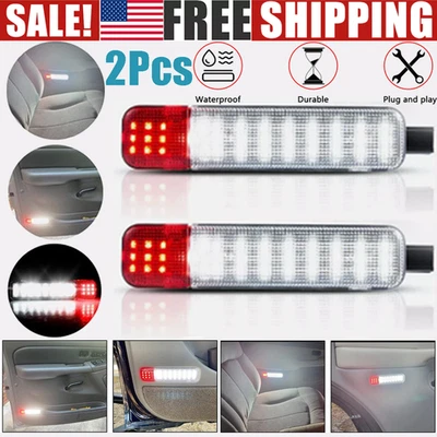 2-Pack Red White LED Door Light For Chevy GMC Tahoe Yukon 1995-2007 Pickup Truck - Image 1 of 4