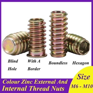 M6 M8 M10/8mm - 30mm Colour Zinc External And Internal Thread Nuts Carbon Steel - Picture 1 of 61