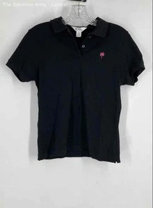 Lilly Pulitzer Girls Black Pima Cotton Blend Collared Polo Shirt Size Small - Picture 1 of 6