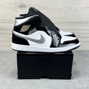 Nike Air Jordan 1 Mid SE Black Metallic Silver White HV0789-010 Men’s Size 12.5 - Picture 1 of 12