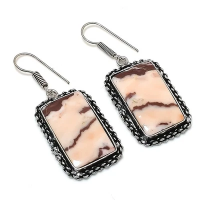 Brinco de pedra preciosa de jaspe cappuccino feito à mão 1,77" n920 - Imagem 1 de 4