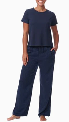TOMMY HILFIGER Women's 2-PC SS Pajama Set Size Small Sky Captain Retail $72 - Image 1 of 4