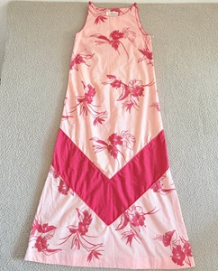 Abito vintage Royal Palm Hawaii donna rosa medio floreale maxi senza maniche anni 70 - Foto 1 di 8