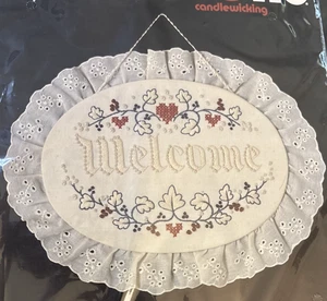 Vtg Rare Dimensions AMERICANA WELCOME SIGN 1983 Candlewicking kit 4100 - Picture 1 of 3