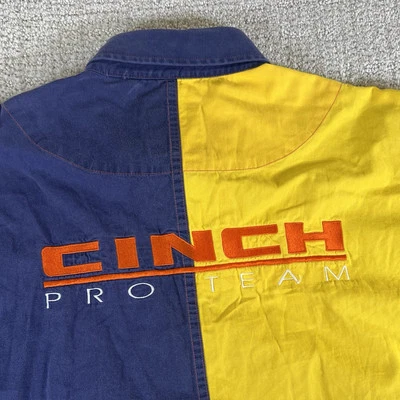 Camisa occidental de manga larga con botones Cinch XL azul amarillo bloques de color para hombre Foto 1 de 4