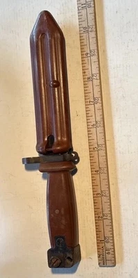 China Chinese Red Brown Bayonet And 1970s Scabbard Unused. - Image 1 of 3