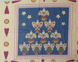 Vintage Springs~"Primative Pyramid of 10 Angels"~Cotton Fabric Panel~ 16"x15.75" - Picture 1 of 2