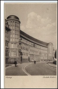 Leipzig Sachsen DDR Postkarte 1951 Straßenpartie an der Deutschen Bücherei - Bild 1 von 1