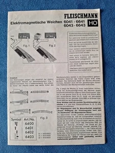 Fleischmann 6041 6641 6043 6643 Foglio originale per funzionamento scambi H0 - Foto 1 di 3