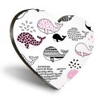 Heart MDF Coasters - Whale Drawings Pattern Sea Creature  #46418