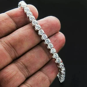 Brilliant 7 Ct Round Diamond Tennis Bracelet Wedding Ring 14k White Gold Finish - Picture 1 of 10