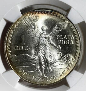 1991 Messico ONZA Silver Libertad NGC MS68, oncia grande, Tipo 1 - Foto 1 di 4