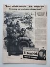 Casques de soldats B F Goodrich pneus Jeeps Line Tree 1944 vintage annonce imprimée
