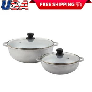 2 Piece Colombian Cast Aluminum Caldero Set with Glass Lid Kitchen Cooking - Picture 1 of 11