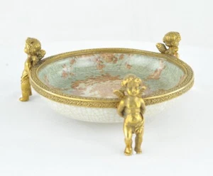 Figura Cuenco Bebé Estilo Art Deco Estilo Art Nouveau Porcelana Bronce Jabonera - Imagen 1 de 12
