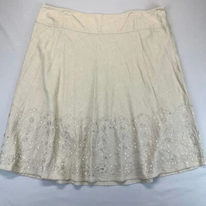 Merona Beige Linen Blend Sequin Embordered ALine Skirt Wmn 24W Sequin Embroidery - Bild 1 von 8