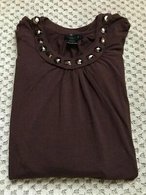 Отличная длинная рубашка для девочек XL (16-18) с коричневыми цветами от Zoe с вырезом из бисера - Изображение 1 из 4