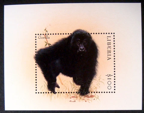 2000 MNH LIBERIA GORILLA STAMPS SOUVENIR SHEET WILD ANIMALS MONKEY WILDLIFE APE Cover