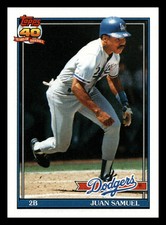 1991 Topps Juan Samuel  #645 Los Angeles Dodgers Centered Mint