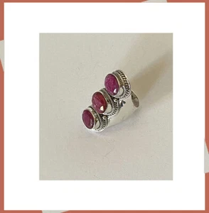 ¡Anillo de plata esterlina rubí natural hecho a mano de la India! - Imagen 1 de 6