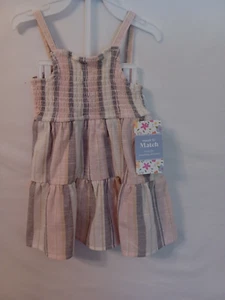 NWT MOMMY & ME Baby Girls 12M Pink/Gray Stripe Sundress 100% Cotton Was $19 - Picture 1 of 2