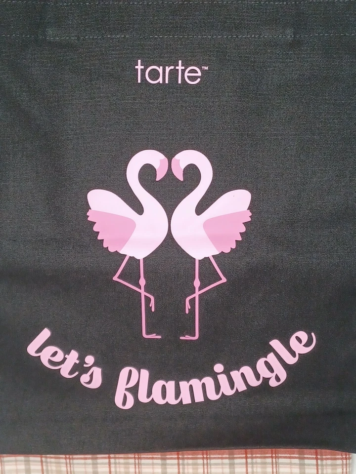 Bolso de Mano Tarte Lets Flamingle Negro Lona Reutilizable Bolso Especial Edición Limitada  Foto 1 de 4