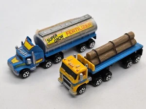 Micro Machines Semi Trucks #7 Lumberjacks Fertilizer Trailer & Log Hauler Lot - Picture 1 of 5