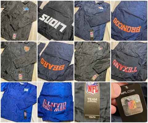 Choose 1x NFL Coaches Classic Raglan Full-Snap Windbreaker Jacket Youth Team NEW Cover