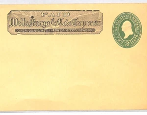 USA Cover *WELLS FARGO* ADVERT 2c Green WASHINGTON Postal Stationery Unused XU33 - Picture 1 of 10