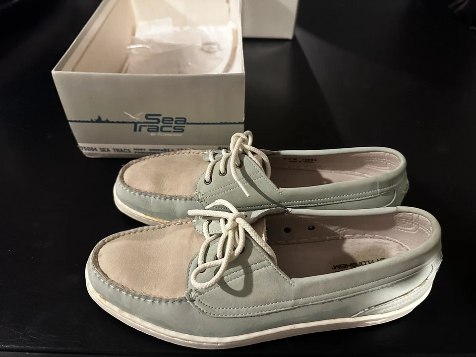 Zapatos de barco vintage Sea Tracs Florsheim - verde menta para mujer talla 8,5 M Foto 1 de 4