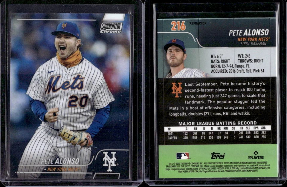 2022 Topps Stadium Club Chrome Refractor #216 Pete Alonso - Image 1 of 1