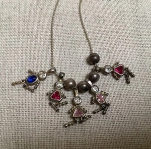 925 Sterling Silver 5 Multicolor Stone Child Charms Necklace 24” - Picture 1 of 6