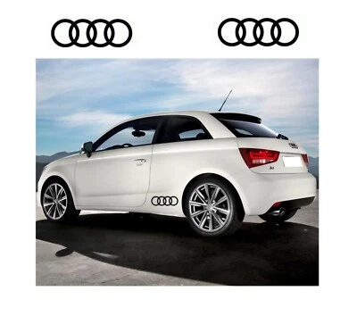 ABCOUPES STICKERS SET DE 2 STICKERS AVEC EMBLEME AUDI NOIR - 27,3 cm sur 9,4 cm