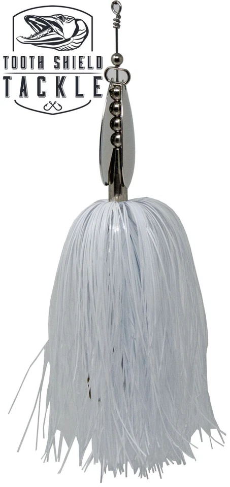 Tooth Shield Tackle 309 Musky Bucktail Muskie Spinner en línea (níquel blanco) Foto 1 de 1