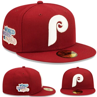 New Era Philadelphia Phillies Burgundy Fitted Hat 1980 World Series Lavender UV - Image 1 of 4
