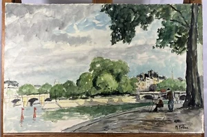 Maurice FALLIES (1883-1965) Vue de Paris post-impressionniste quais de Seine - Foto 1 di 12