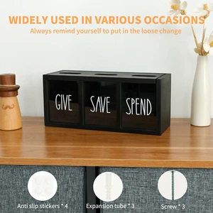 Give Save Spend Money Box Save Spend Bank Money Saving Box Countertop Wall leeHv - Picture 1 of 11