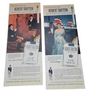Vtg 50's Herbert Tereyton Cigarettes Print ADs x2 New York Socialites Cork Tip - Picture 1 of 8