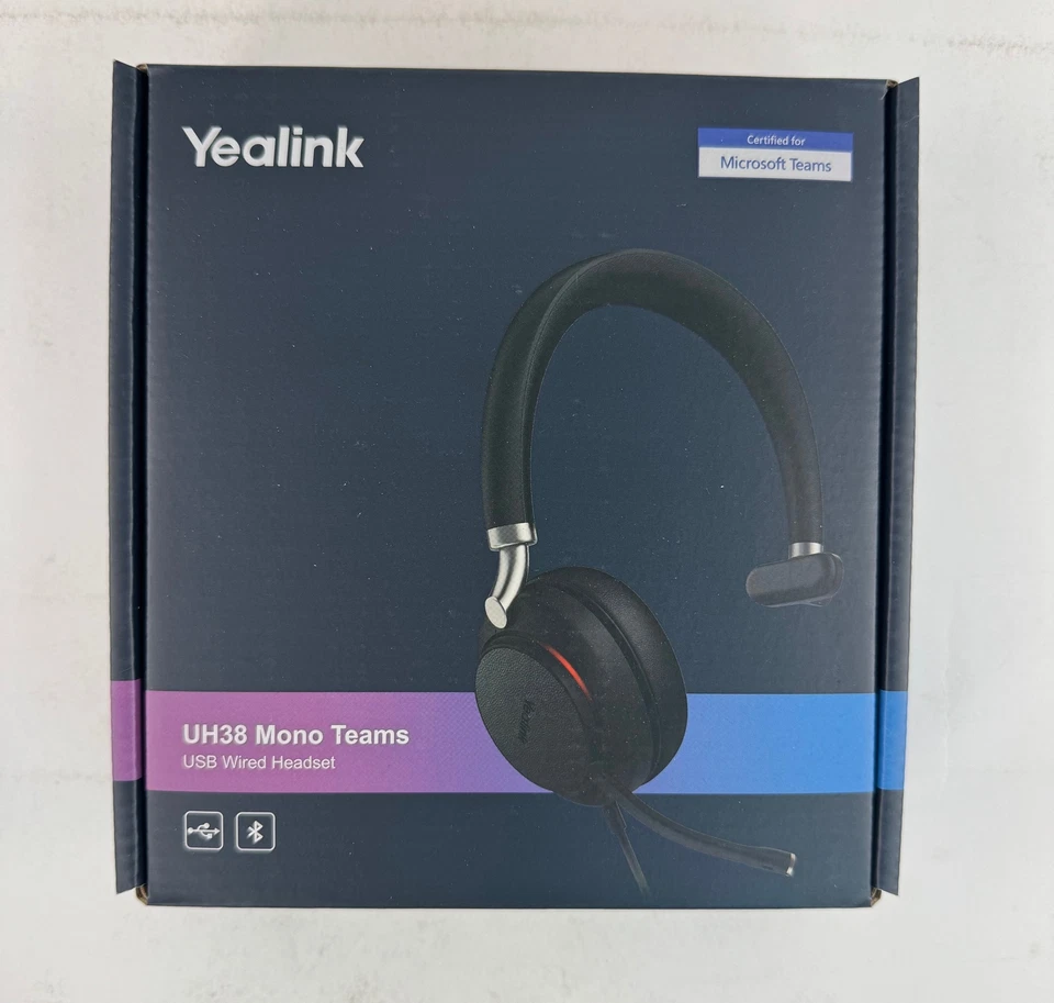 Yealink Headset UH38 USB Wired Mono Teams Certified with Noise-Cancelation -